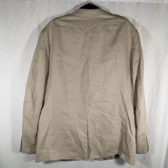 Lauren Ralph Lauren Blazer Mens 44L Tan 100% Linen 2 Button Close Pocket - Picture 7 of 7